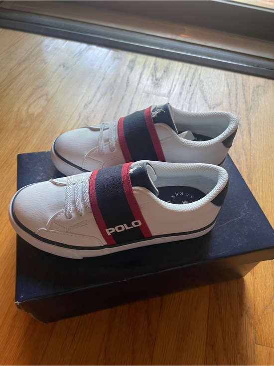 Ralph Lauren Other - NWT Polo Ralph Lauren Kids Theron White Navy Red Slip On sneakers Kids 12